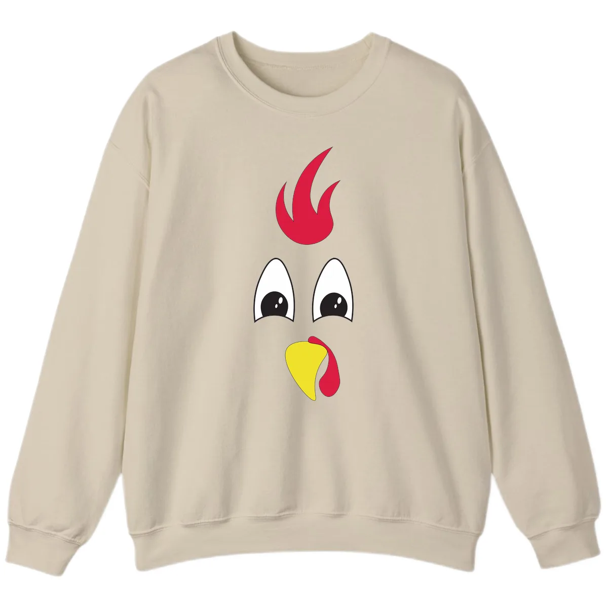Rooster Face Turkey Trot Design Sweatshirt in Sand