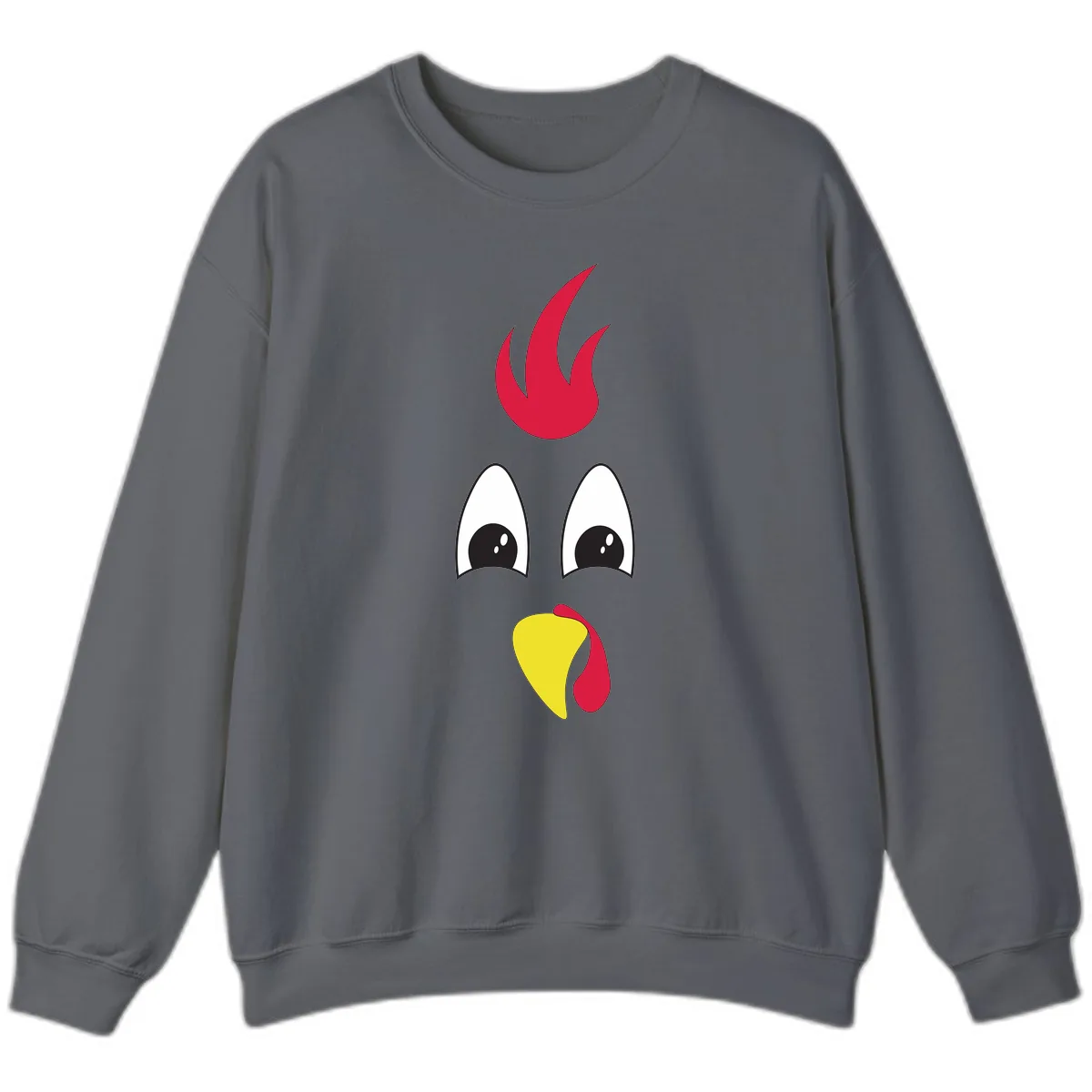Rooster Face Turkey Trot Design Sweatshirt in Charcoal