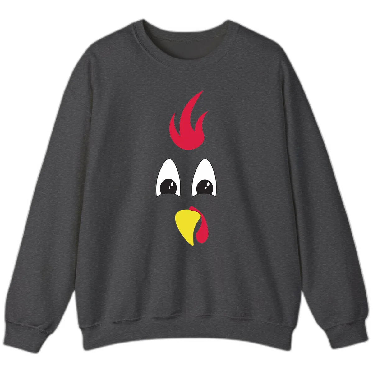 Rooster Face Turkey Trot Design Sweatshirt in Dark Heather