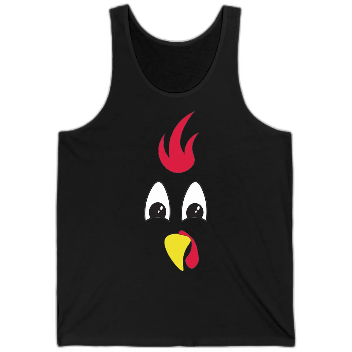 Rooster Face Turkey Trot Design Tank in Black