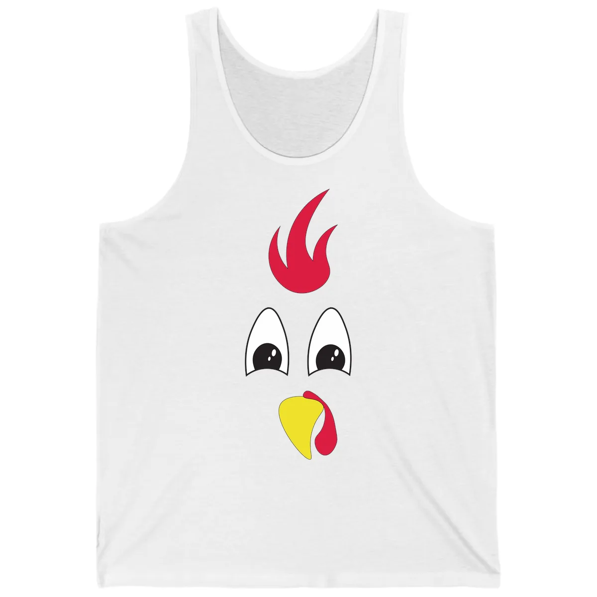 Rooster Face Turkey Trot Design Tank in White