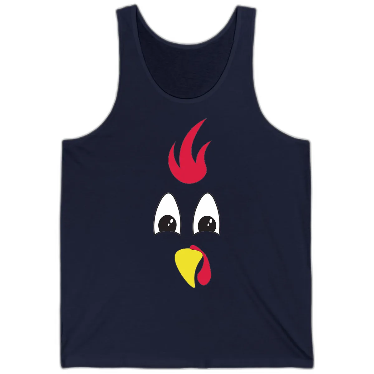 Rooster Face Turkey Trot Design Tank in Navy