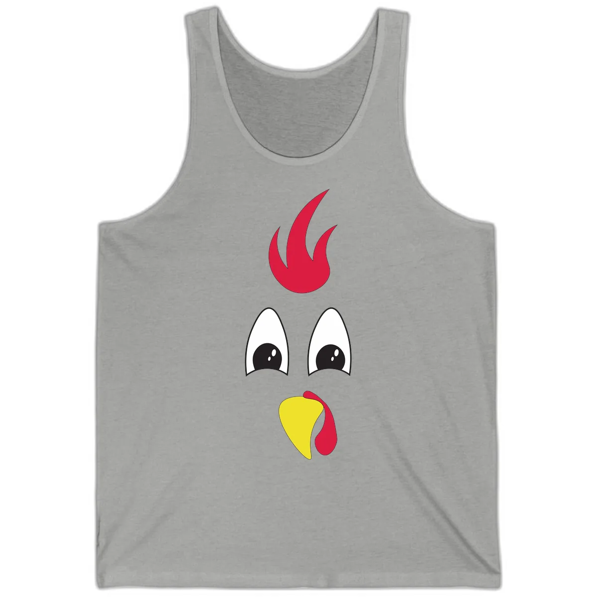 Rooster Face Turkey Trot Design Tank in Athletic Heather