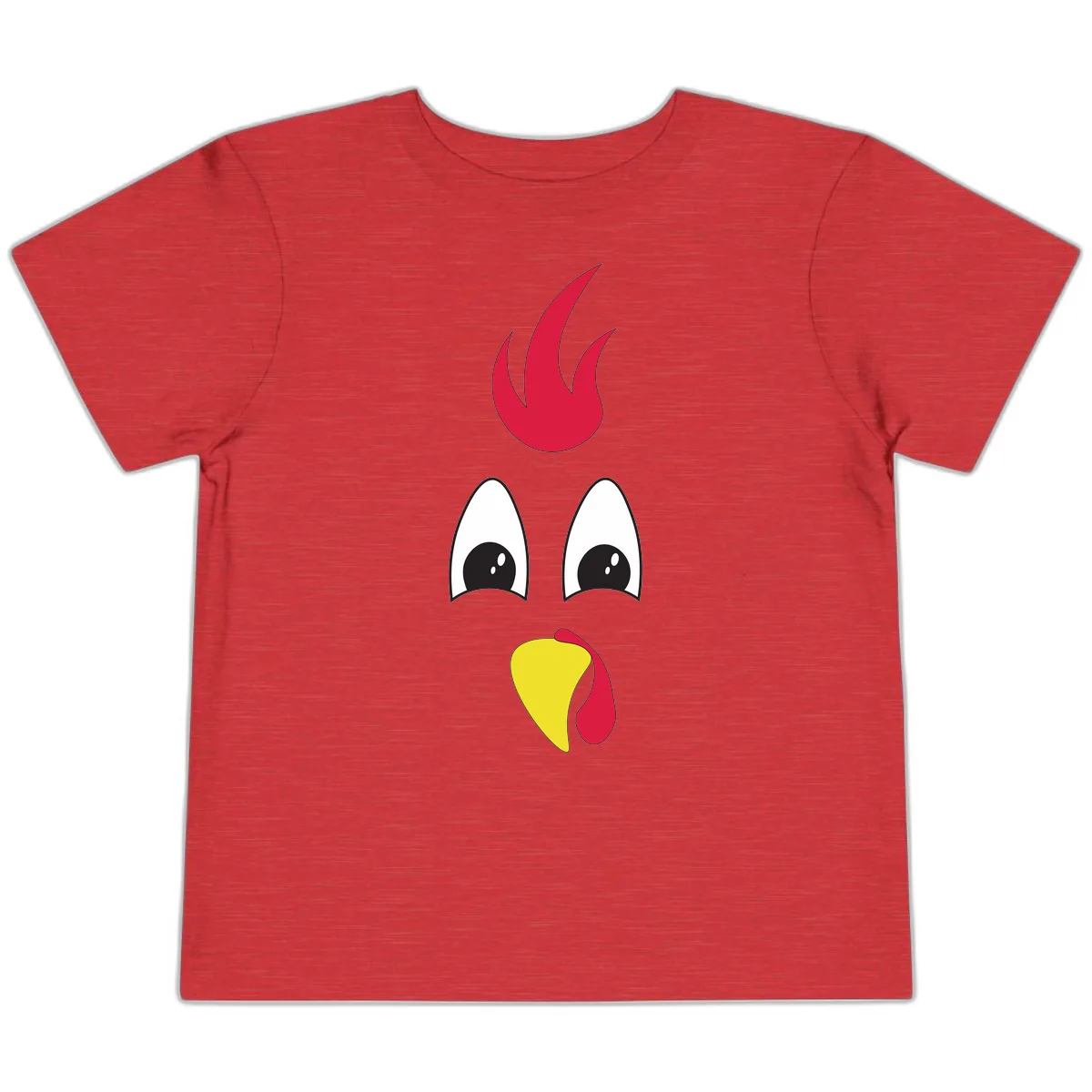 Rooster Face Turkey Trot Design Toddler T-Shirt in Heather Red