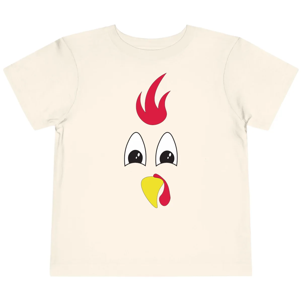 Rooster Face Turkey Trot Design Toddler T-Shirt in Natural