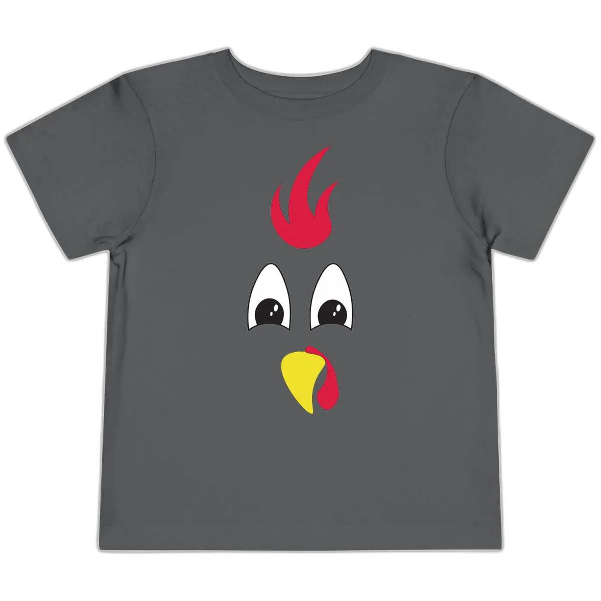 Rooster Face Turkey Trot Design Toddler T-Shirt in Asphalt