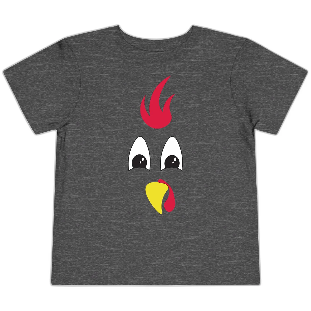 Rooster Face Turkey Trot Design Toddler T-Shirt in Dark Heather Grey