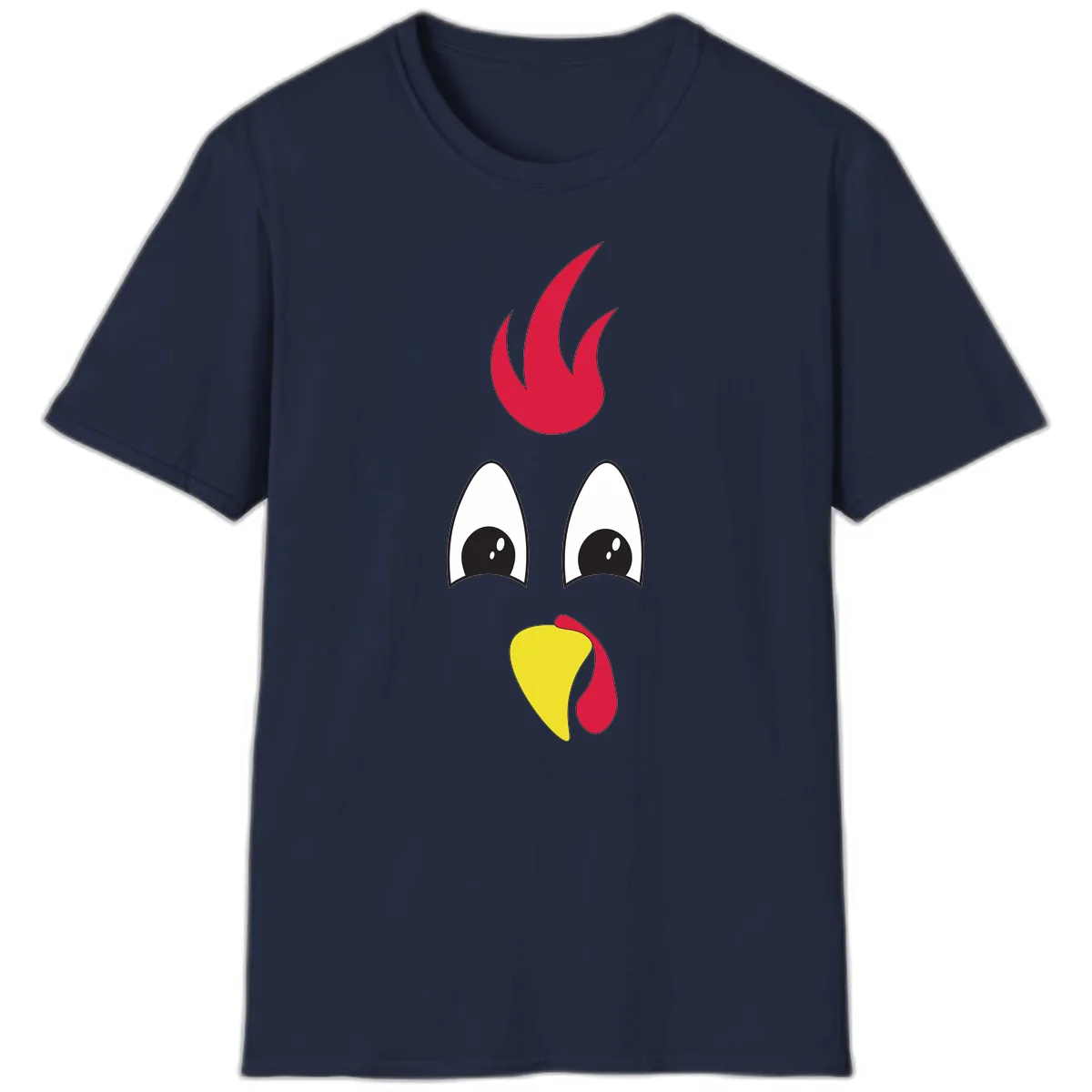 Rooster Face Turkey Trot Design T-Shirt in Navy