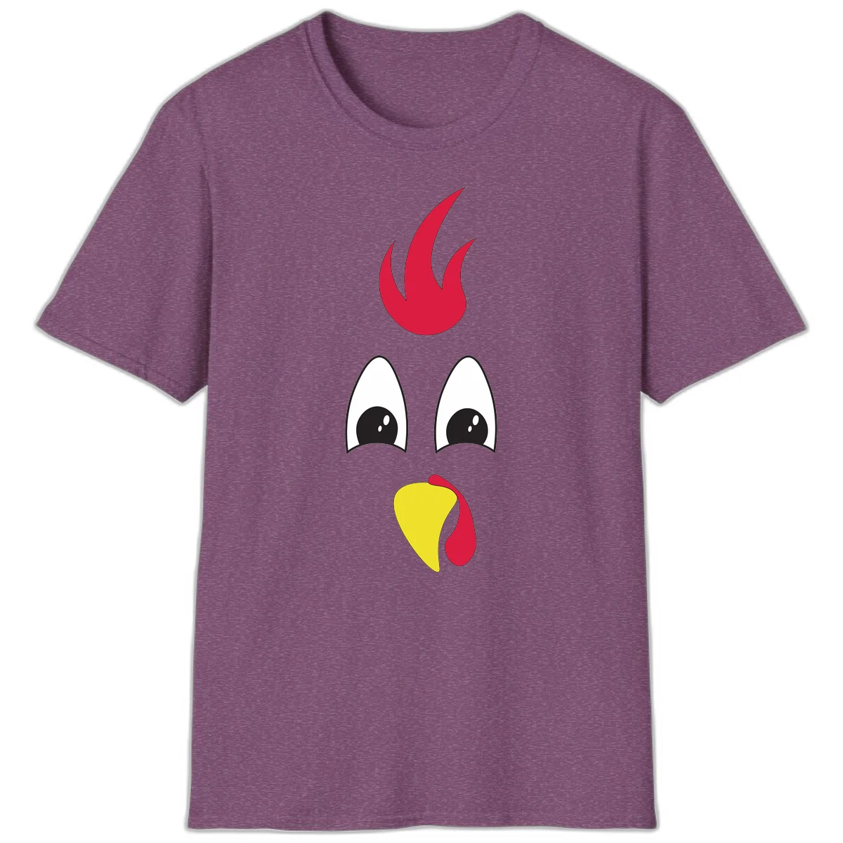 Rooster Face Turkey Trot Design T-Shirt in Heather Maroon