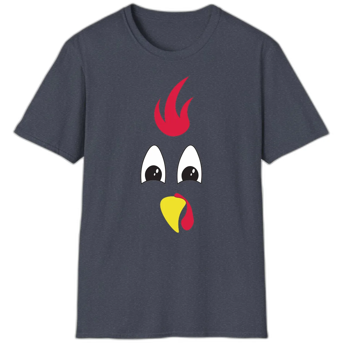 Rooster Face Turkey Trot Design T-Shirt in Heather Navy