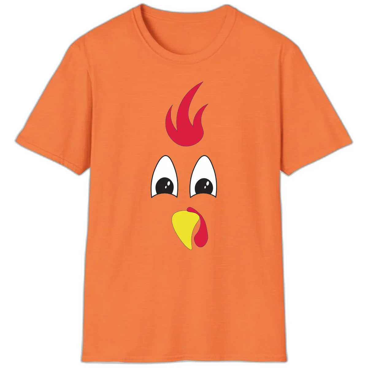 Rooster Face Turkey Trot Design T-Shirt in Heather Orange