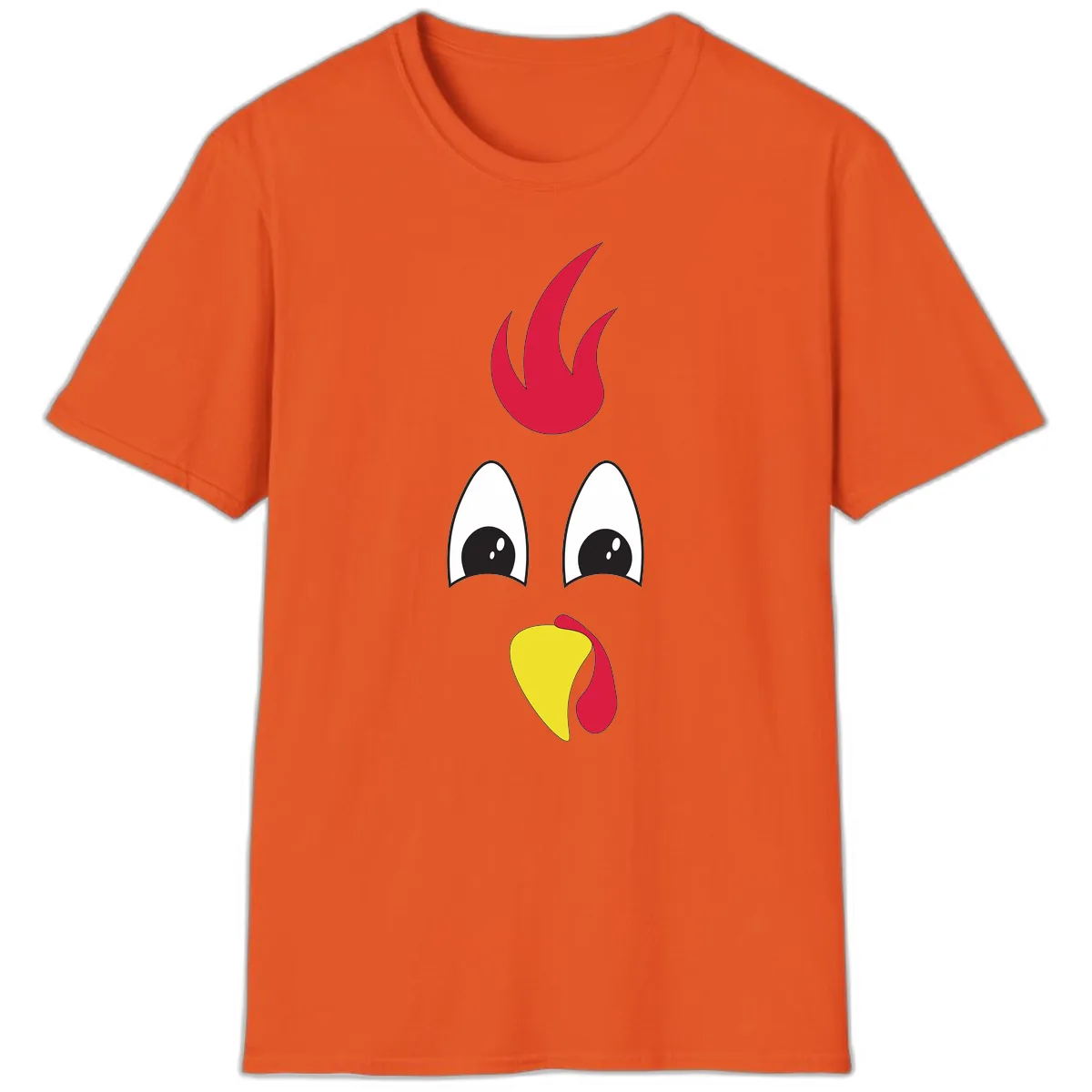 Rooster Face Turkey Trot Design T-Shirt in Orange