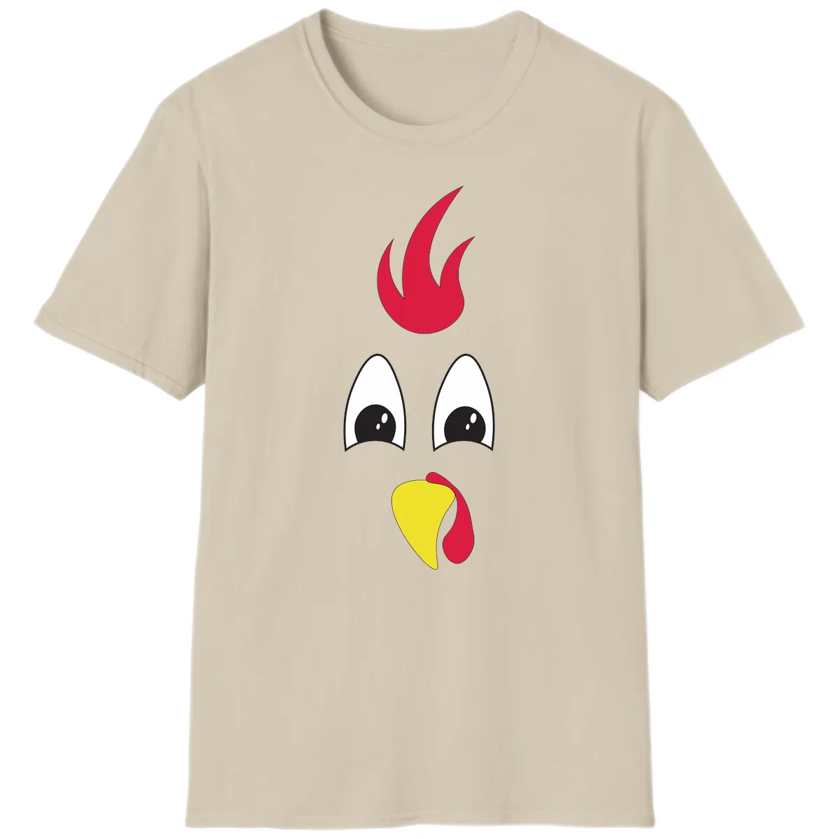 Rooster Face Turkey Trot Design T-Shirt in Sand