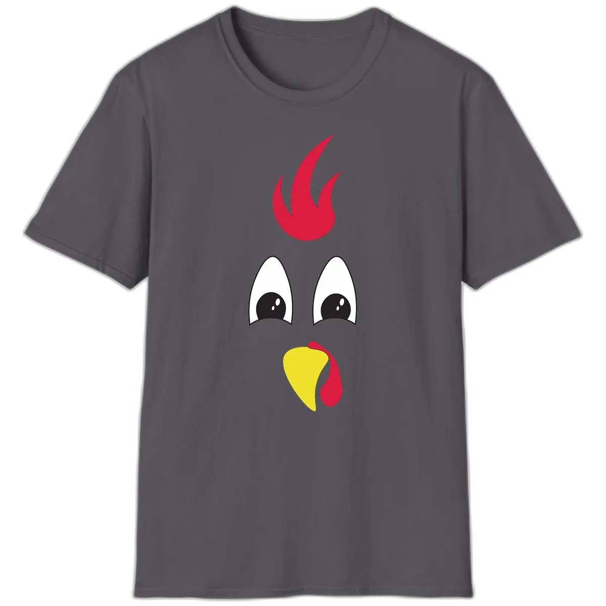 Rooster Face Turkey Trot Design T-Shirt in Charcoal