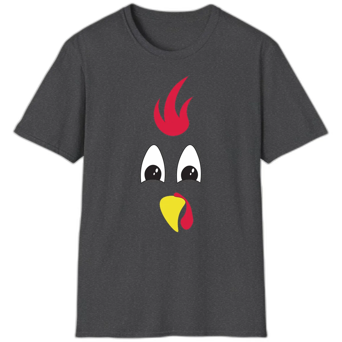 Rooster Face Turkey Trot Design T-Shirt in Dark Heather