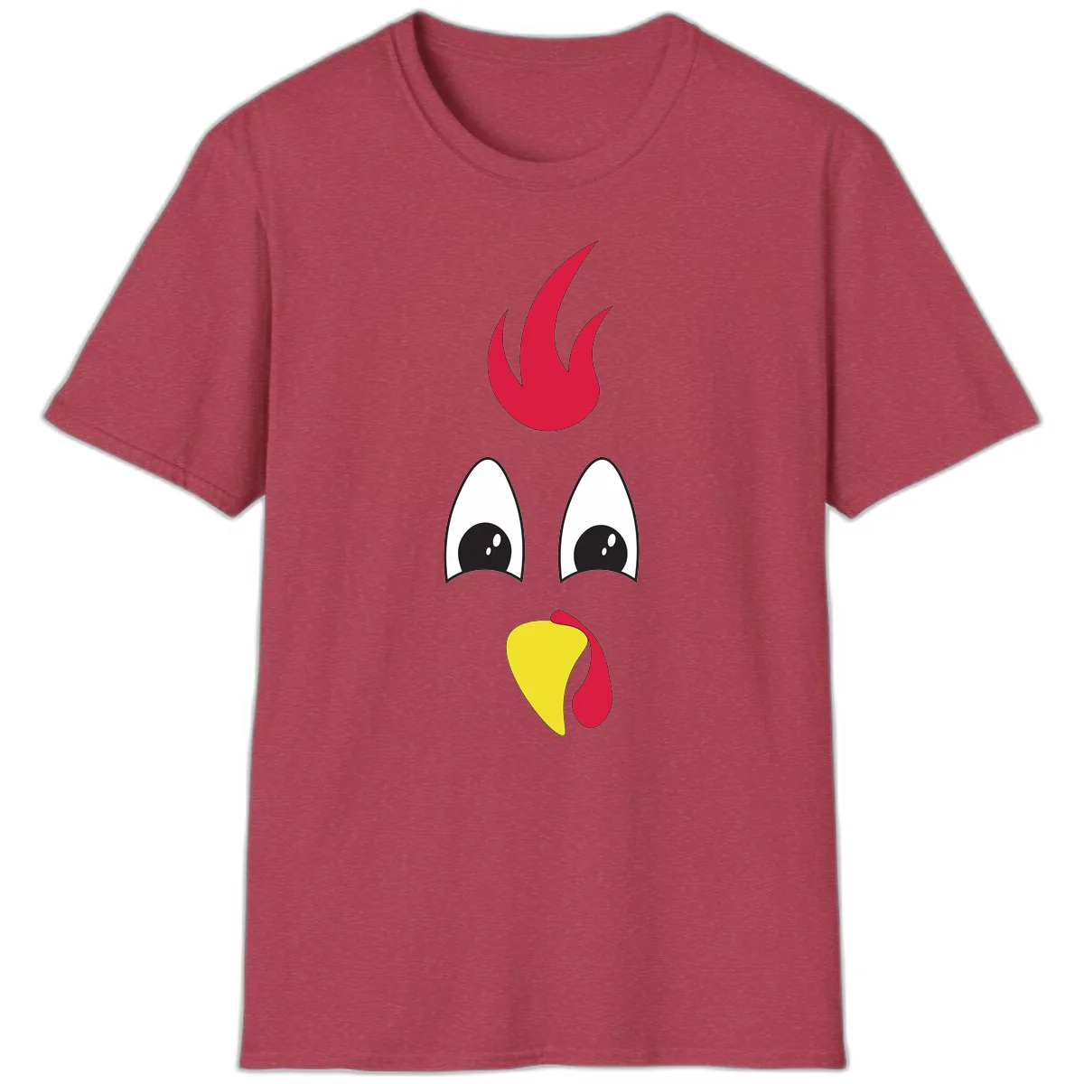 Rooster Face Turkey Trot Design T-Shirt in Heather Cardinal
