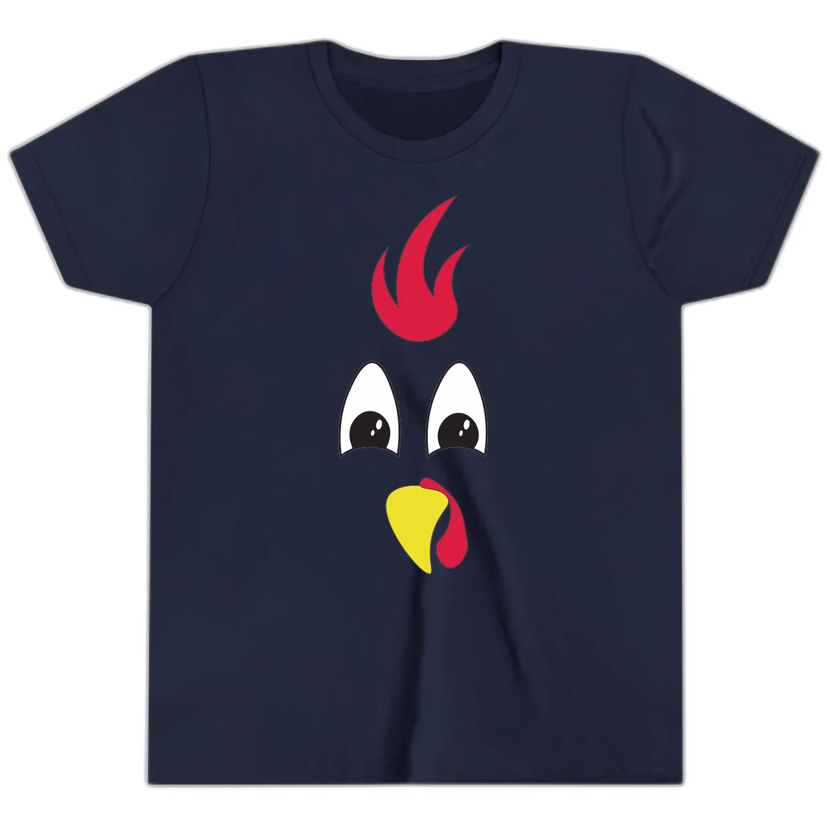 Rooster Face Turkey Trot Design Youth T-Shirt in Navy