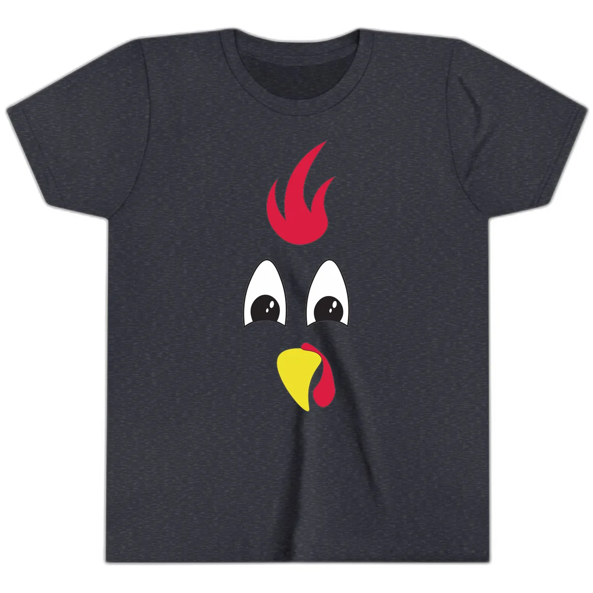Rooster Face Turkey Trot Design Youth T-Shirt in Heather Navy
