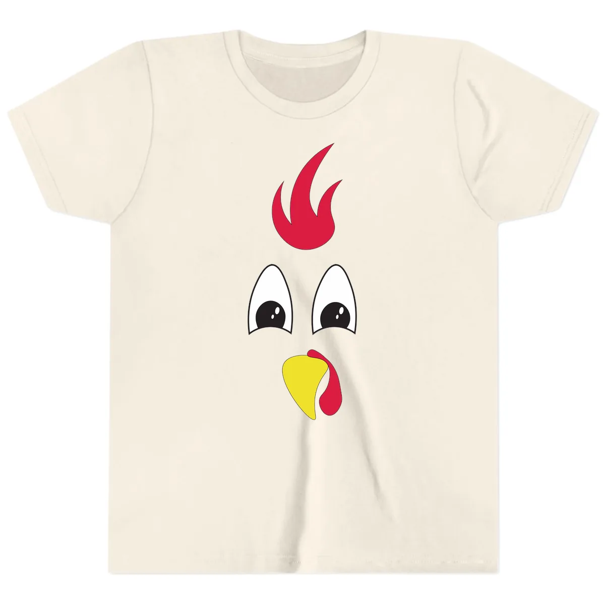 Rooster Face Turkey Trot Design Youth T-Shirt in Natural