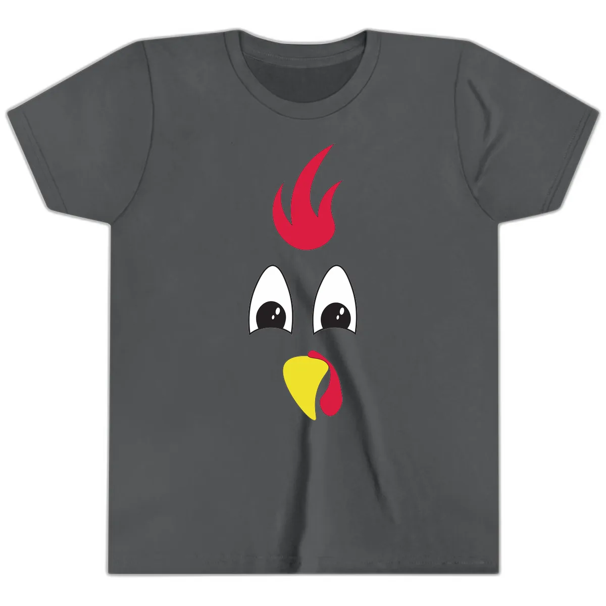 Rooster Face Turkey Trot Design Youth T-Shirt in Asphalt