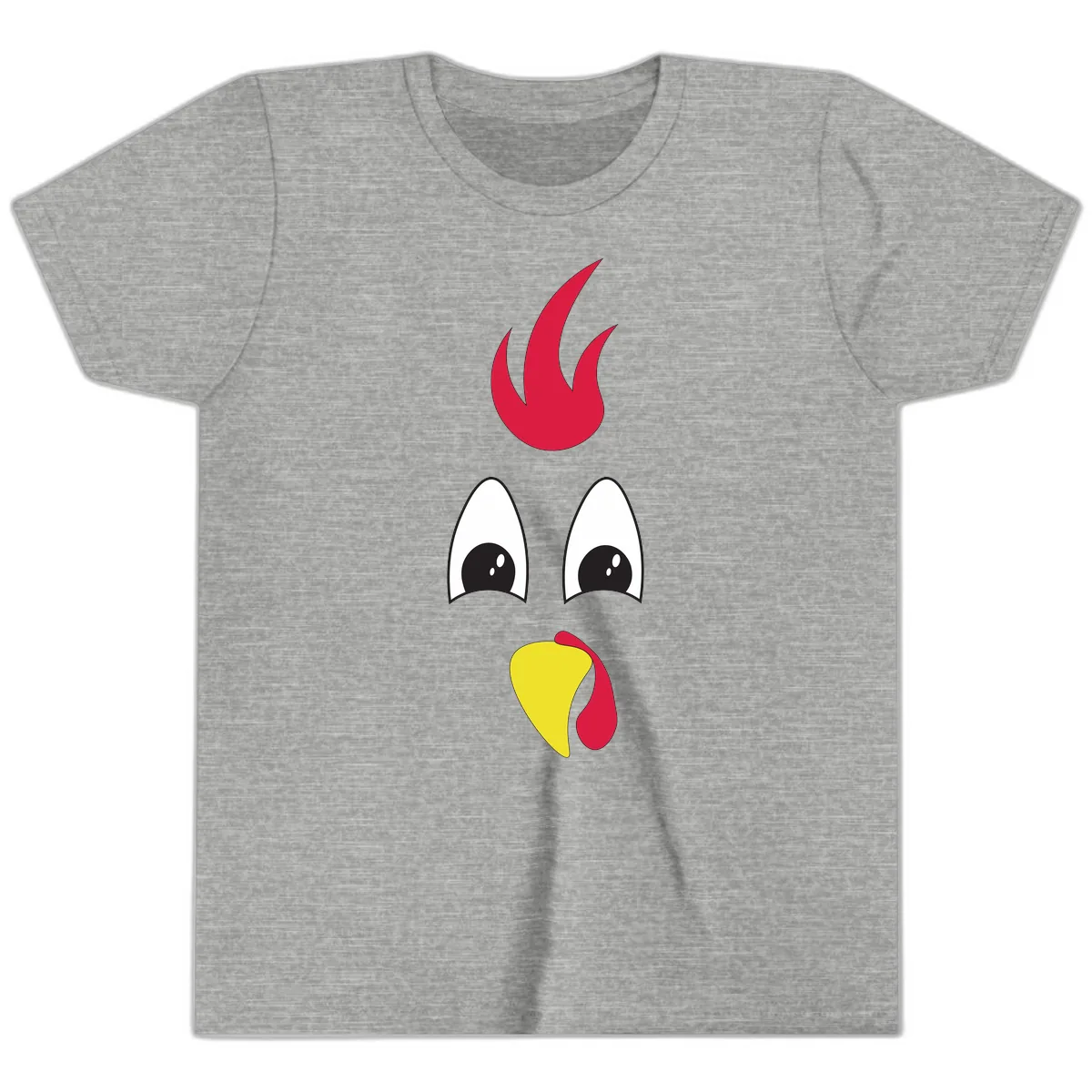 Rooster Face Turkey Trot Design Youth T-Shirt in Athletic Heather