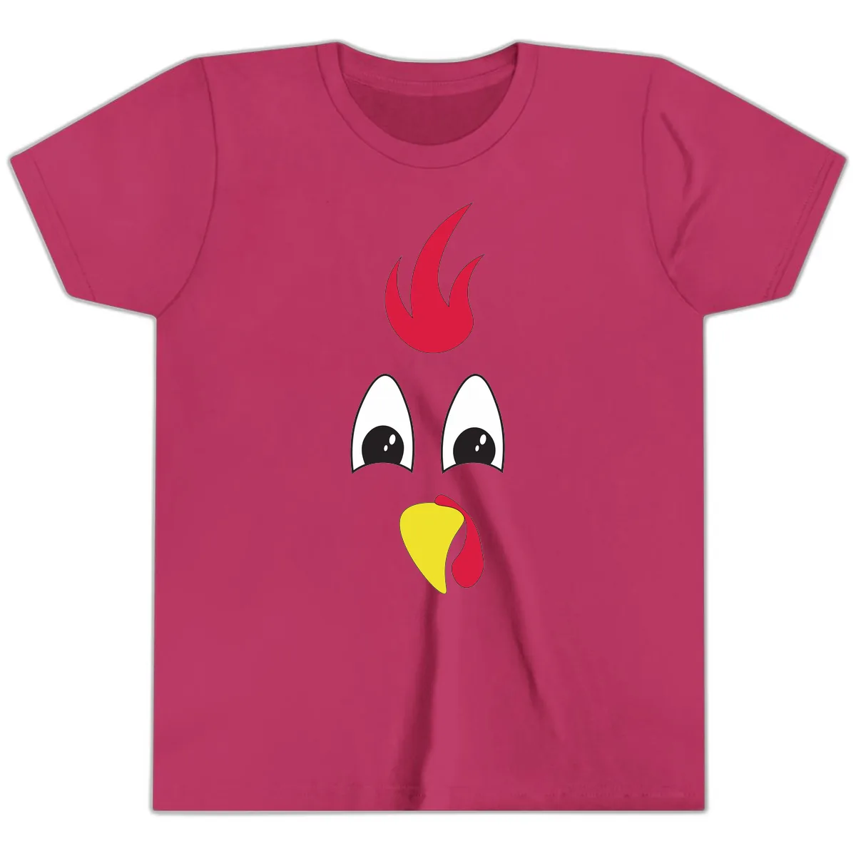 Rooster Face Turkey Trot Design Youth T-Shirt in Berry
