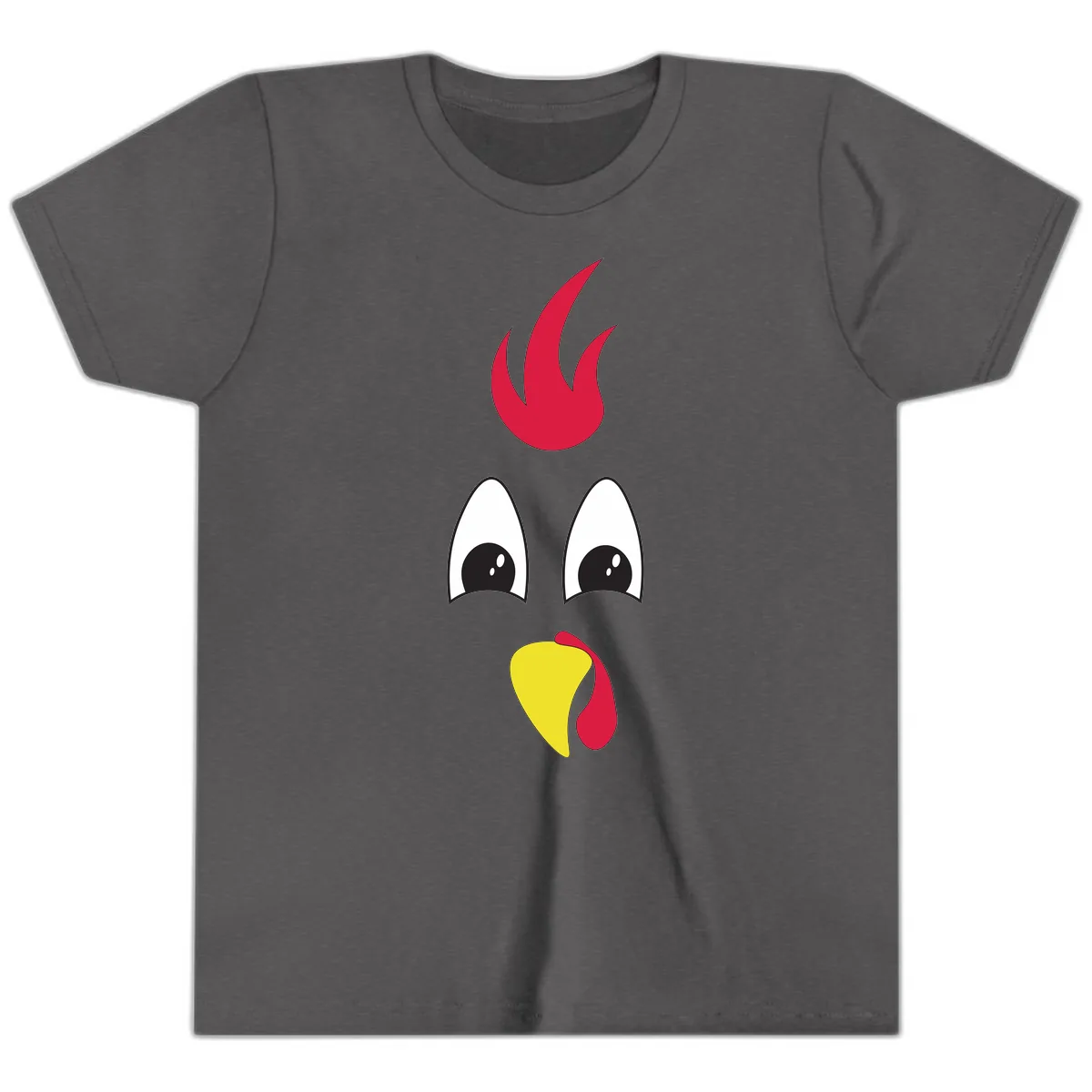 Rooster Face Turkey Trot Design Youth T-Shirt in Dark Heather Grey