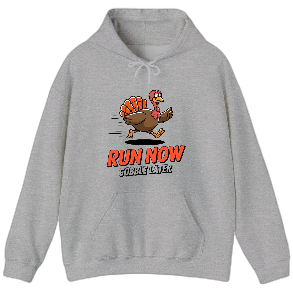 Run Now Gobble Later Turkey Trot Design Hoodie in Sport Grey