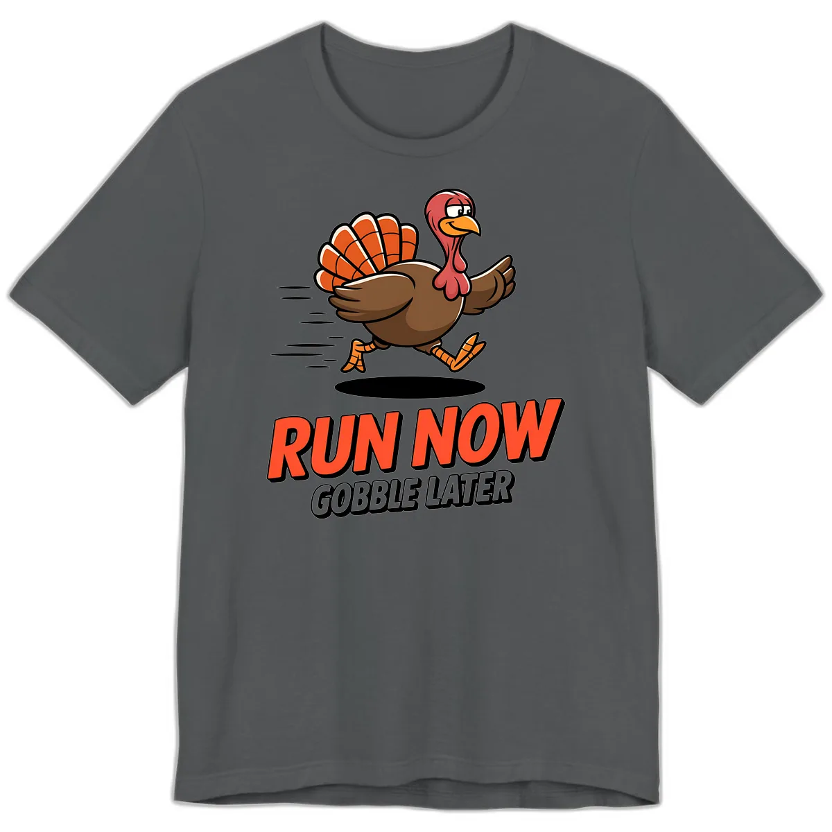 Run Now Gobble Later Turkey Trot Design Premium T-Shirt in Asphalt