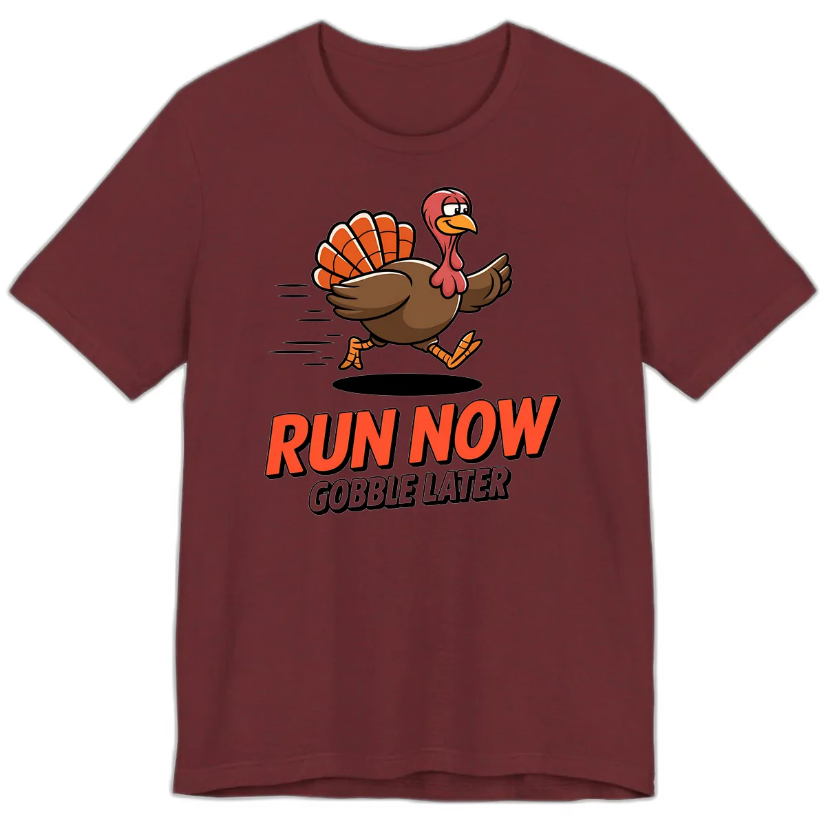 Run Now Gobble Later Turkey Trot Design Premium T-Shirt in Heather Cardinal
