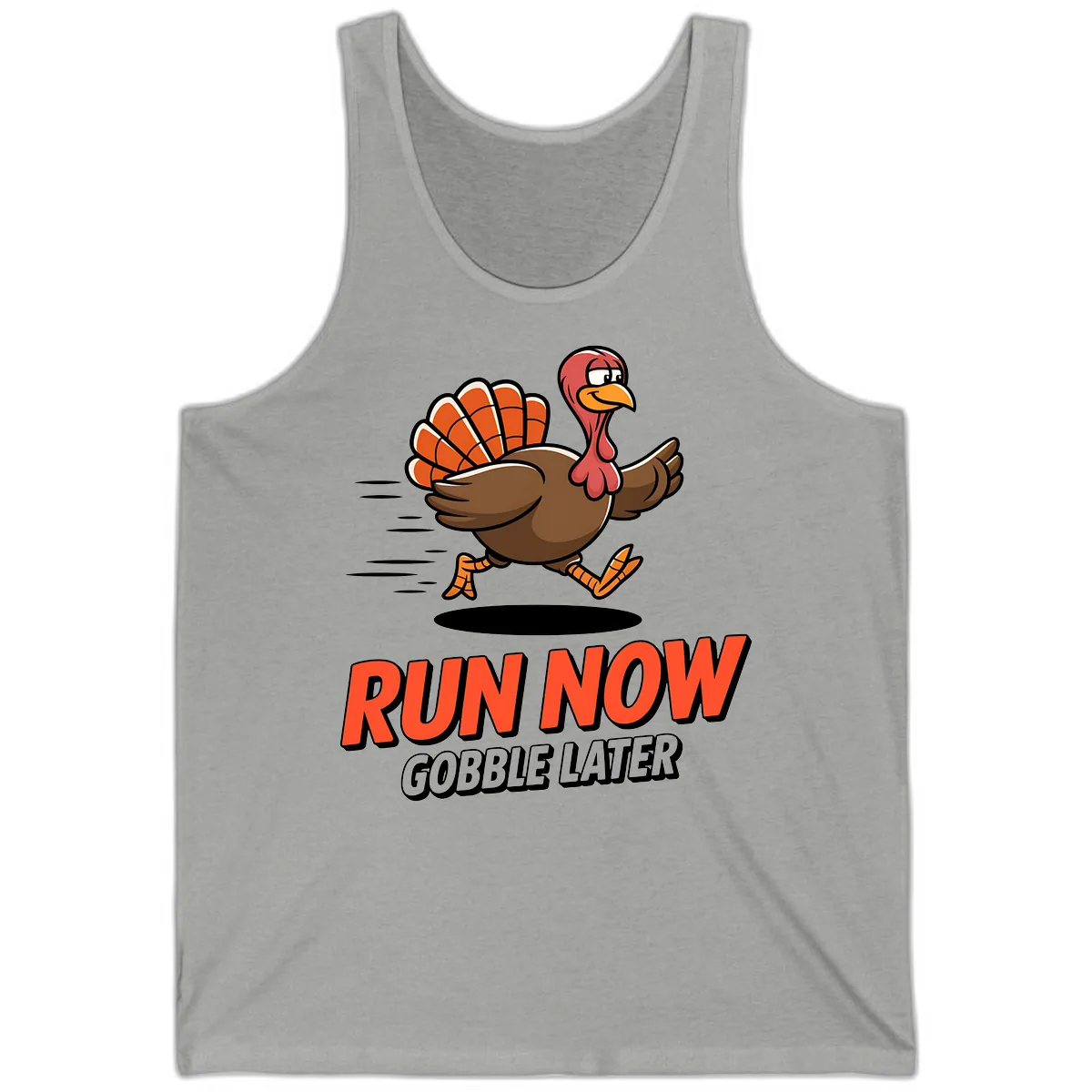 Run Now Gobble Later Turkey Trot Design Tank in Athletic Heather