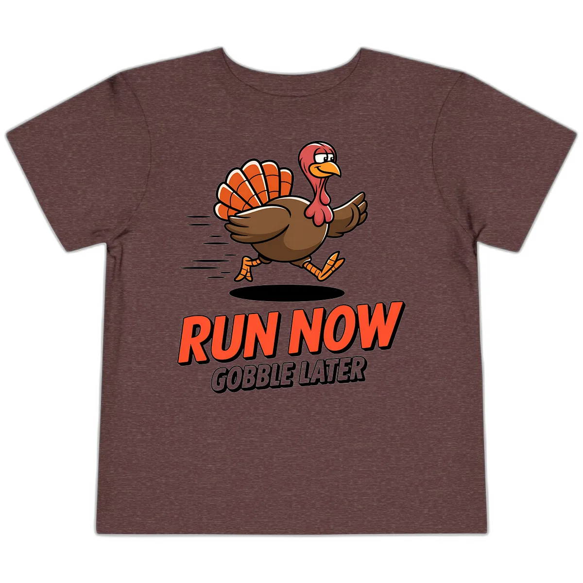 Run Now Gobble Later Turkey Trot Design Toddler T-Shirt in Heather Maroon