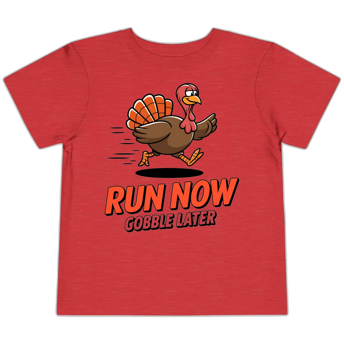 Run Now Gobble Later Turkey Trot Design Toddler T-Shirt in Heather Red