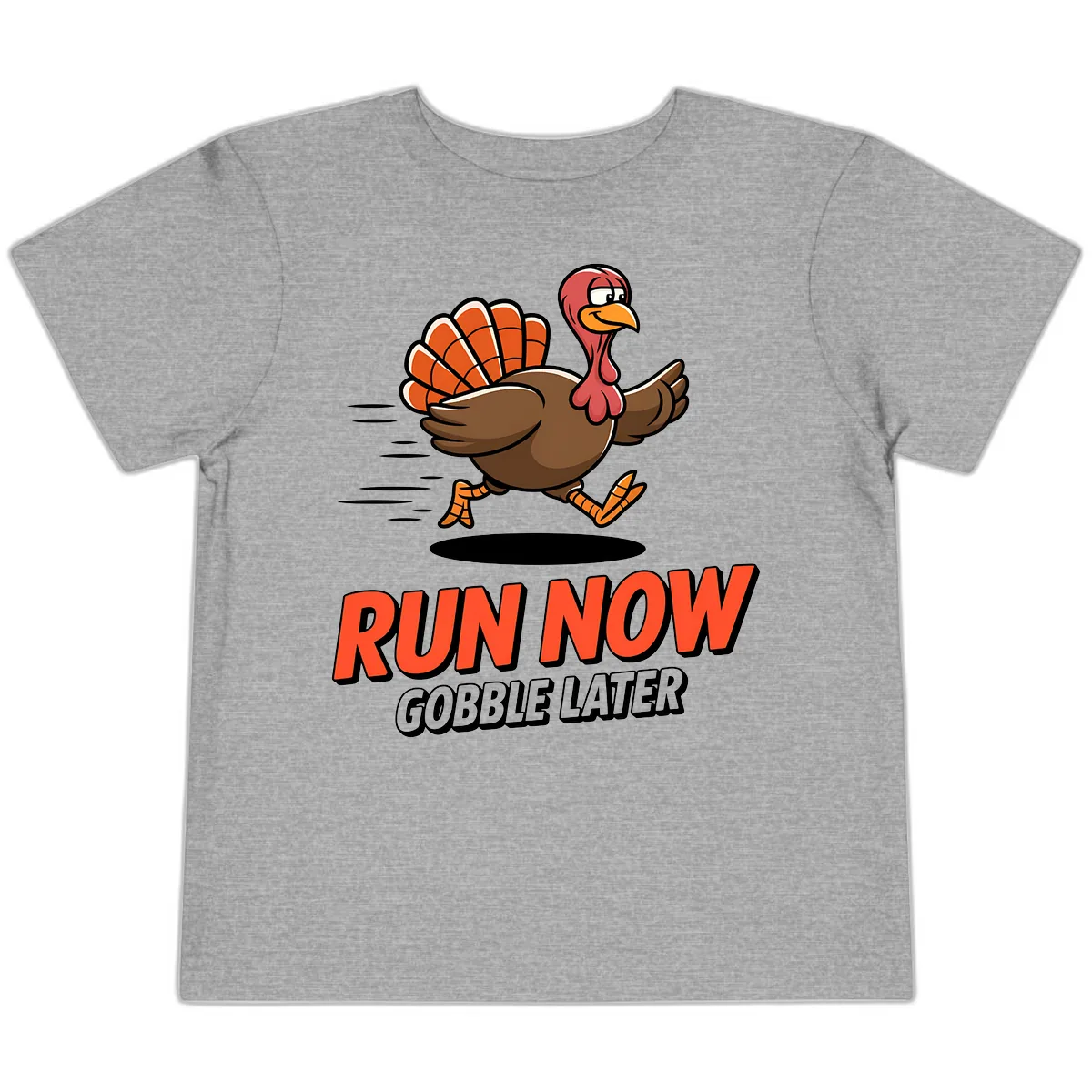 Run Now Gobble Later Turkey Trot Design Toddler T-Shirt in Athletic Heather