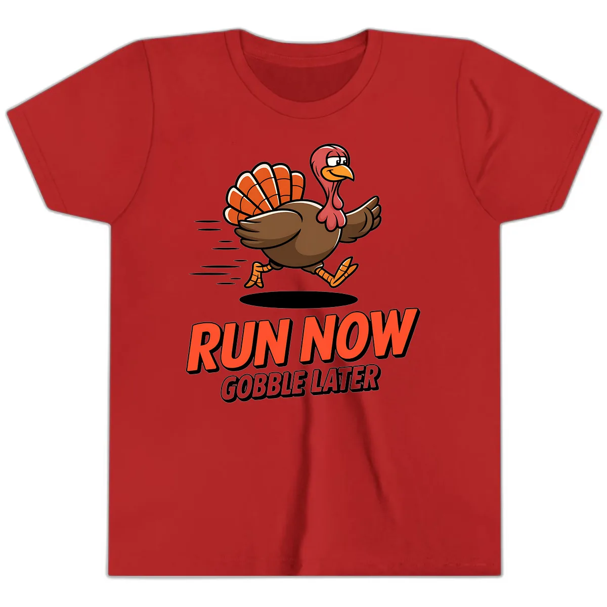 Run Now Gobble Later Turkey Trot Design Youth T-Shirt in Red