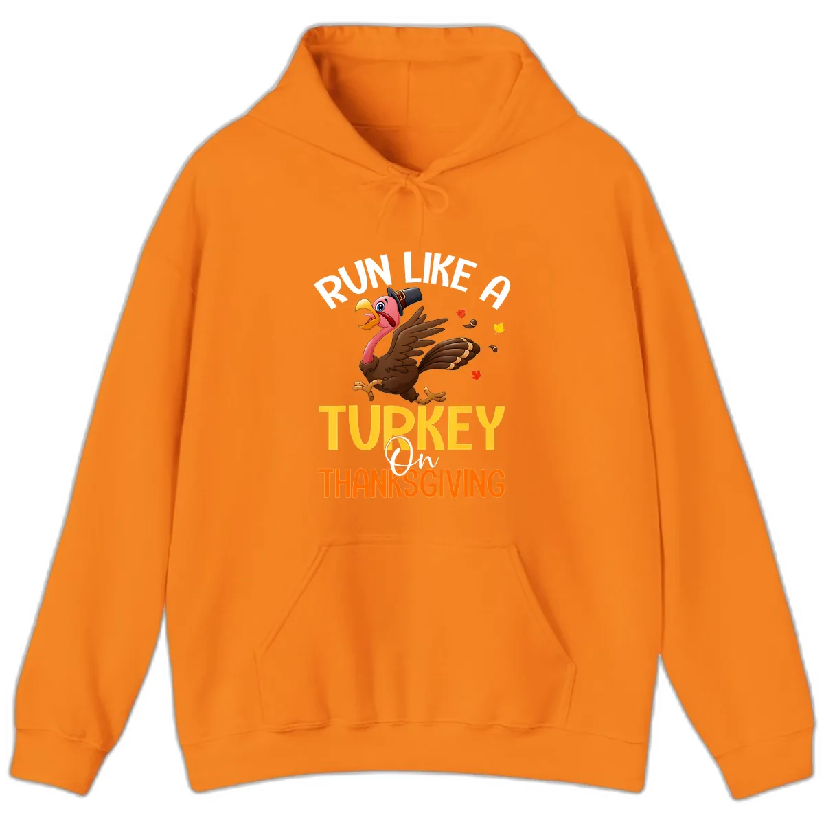 Run Like A Turkey On Thanksgiving Hoodie in Safety Orange
