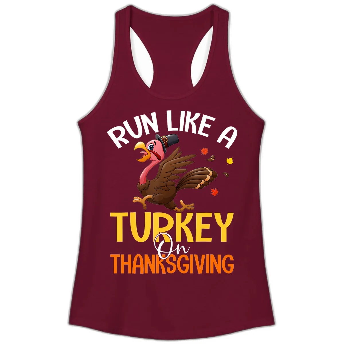 Run Like A Turkey On Thanksgiving Ladies Tank in Solid Cardinal Red