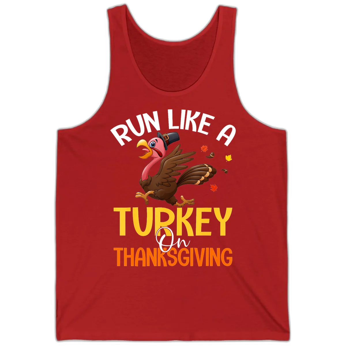 Run Like A Turkey On Thanksgiving Tank in Red