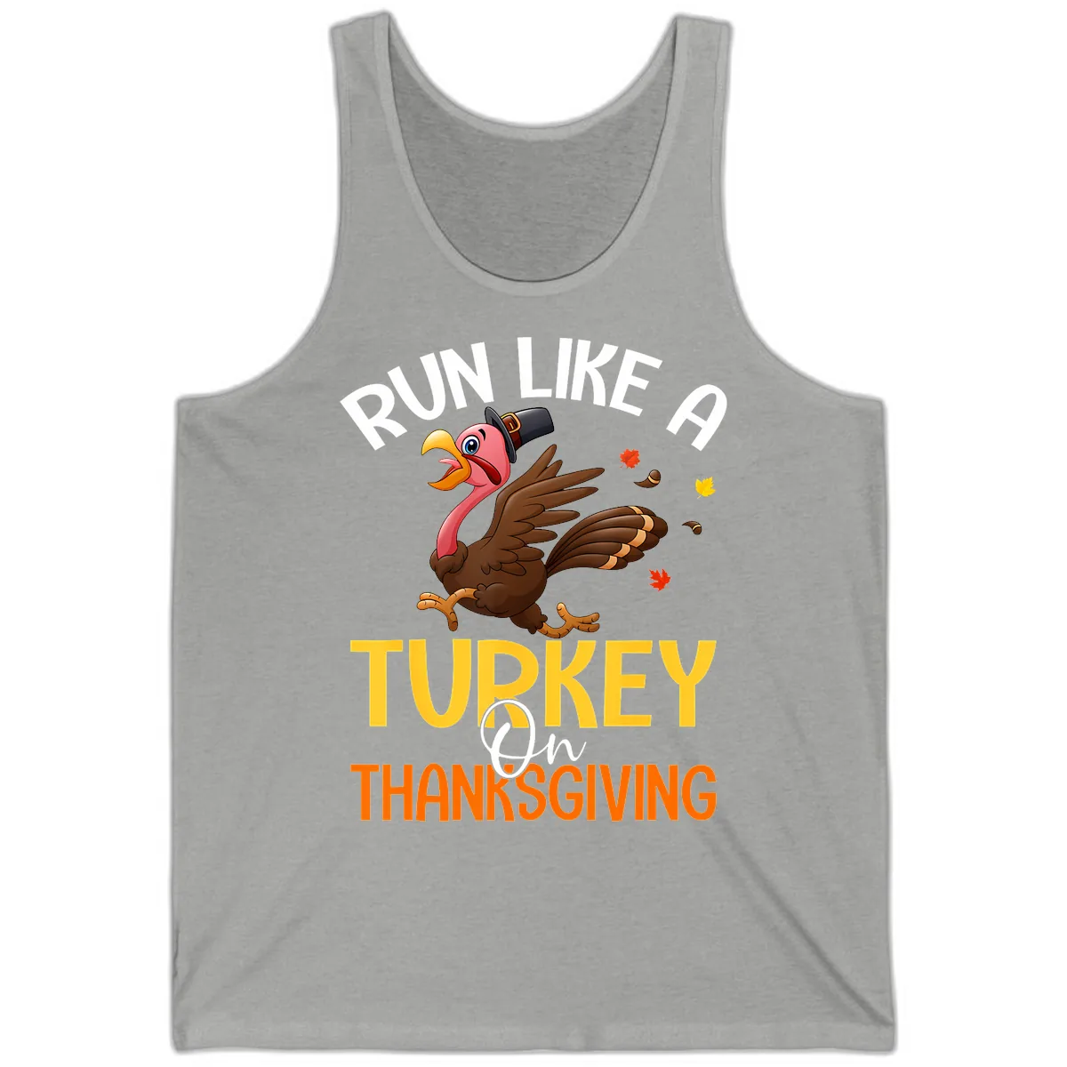 Run Like A Turkey On Thanksgiving Tank in Athletic Heather