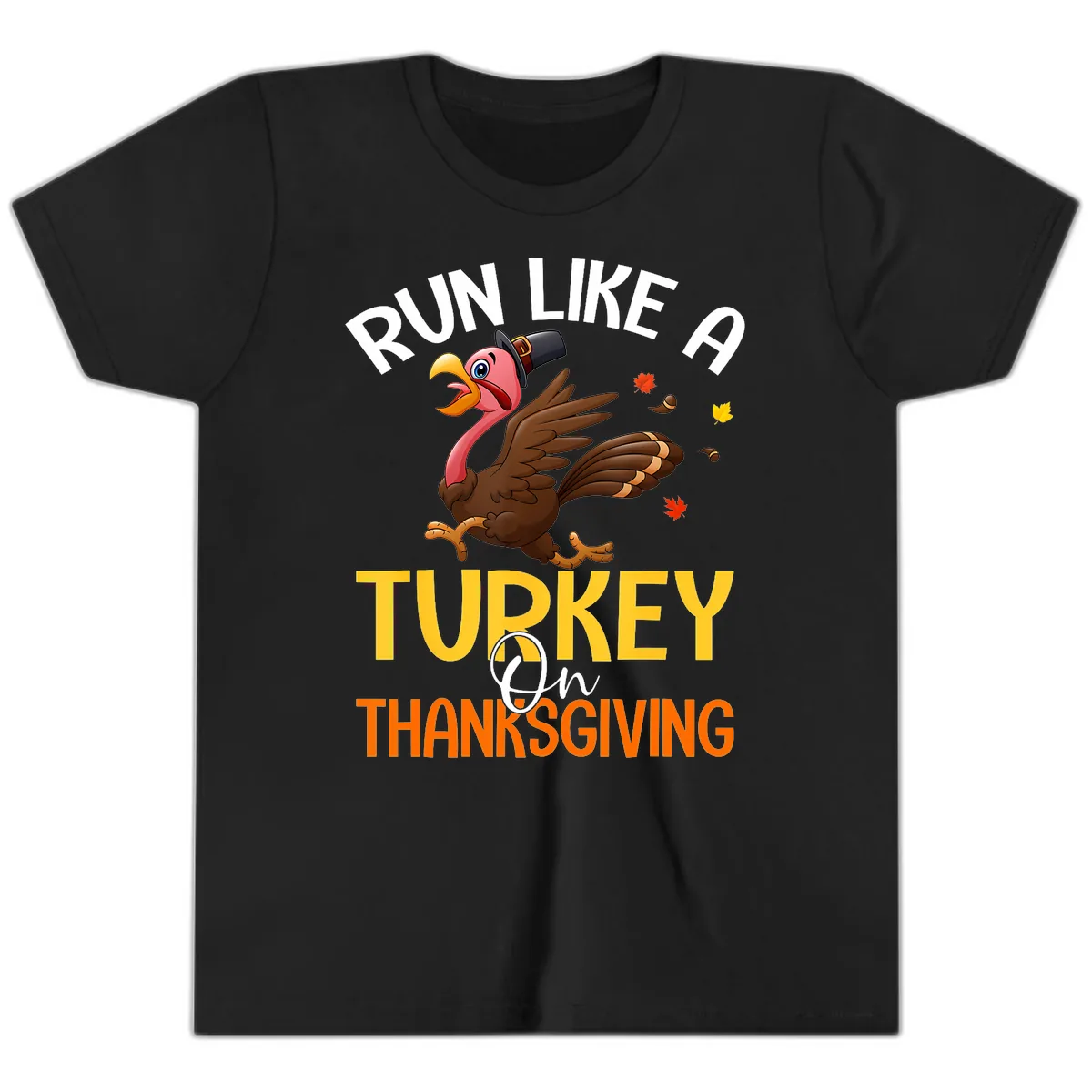 Run Like A Turkey On Thanksgiving Youth T-Shirt in Black