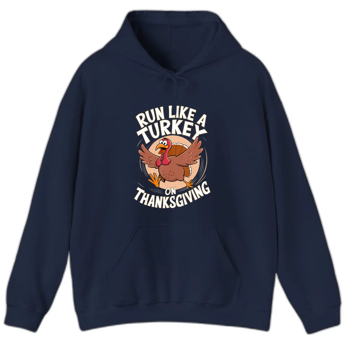 Run Like A Turkey On Thanksgiving Hoodie in Navy
