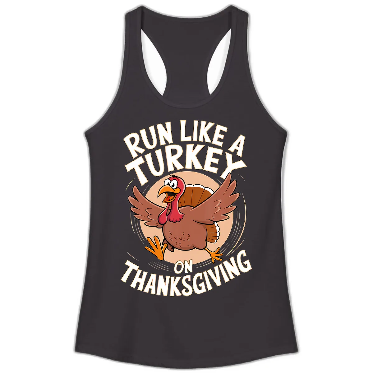 Run Like A Turkey On Thanksgiving Ladies Tank in Black