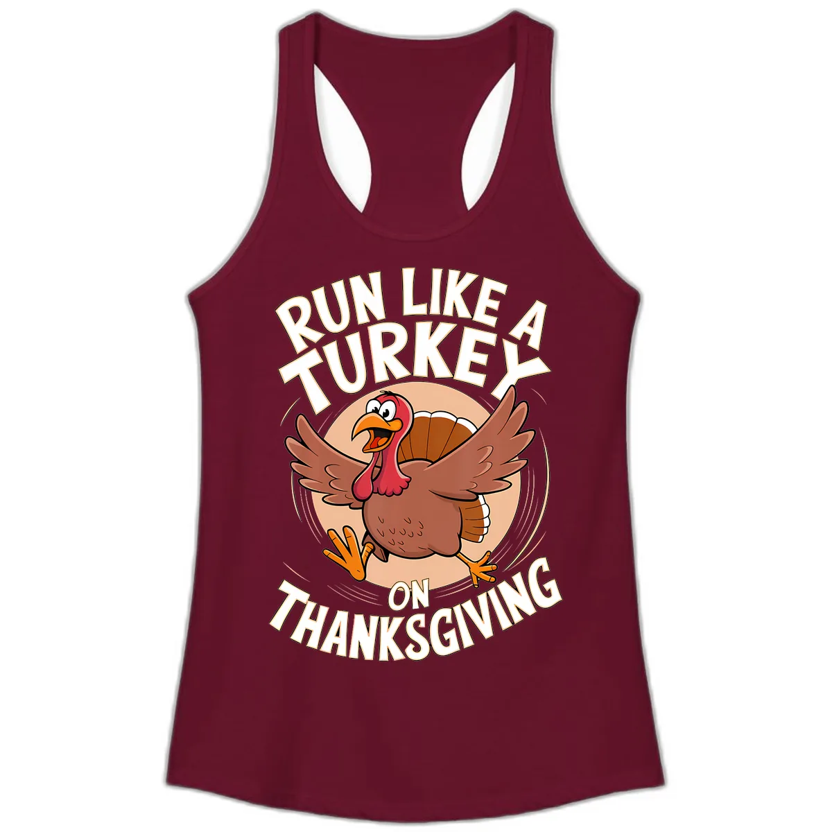 Run Like A Turkey On Thanksgiving Ladies Tank in Solid Cardinal Red