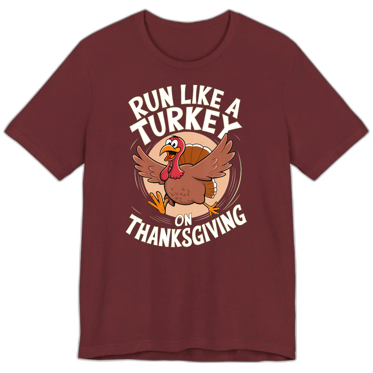 Run Like A Turkey On Thanksgiving Premium T-Shirt in Heather Cardinal