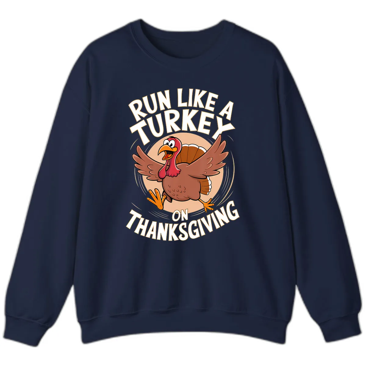 Run Like A Turkey On Thanksgiving Sweatshirt in Navy