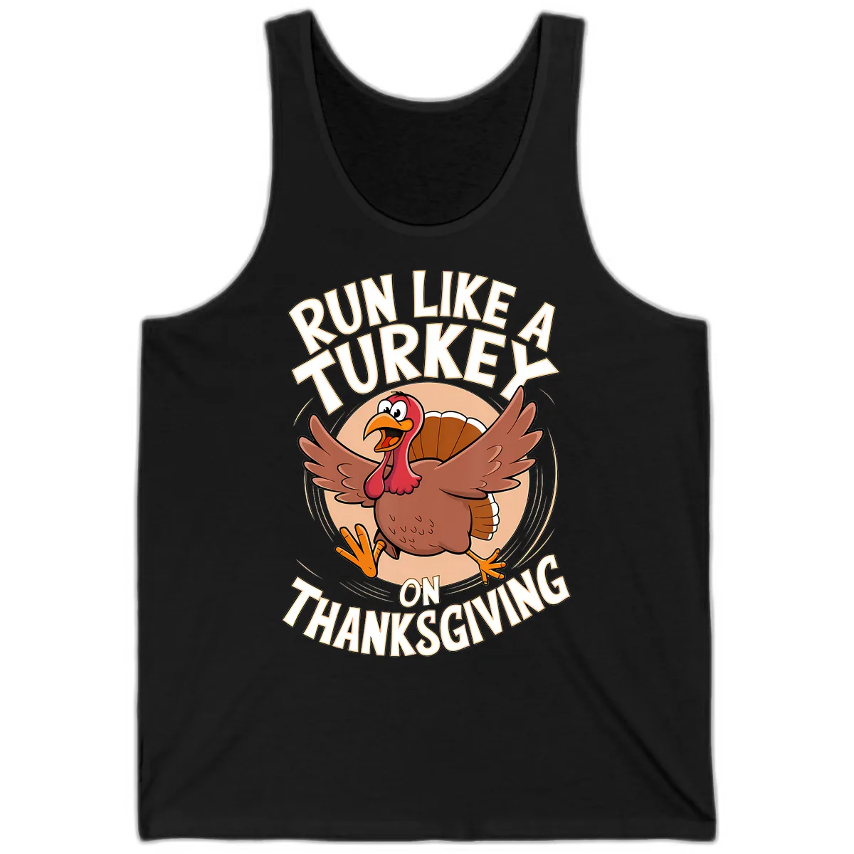 Run Like A Turkey On Thanksgiving Tank in Black