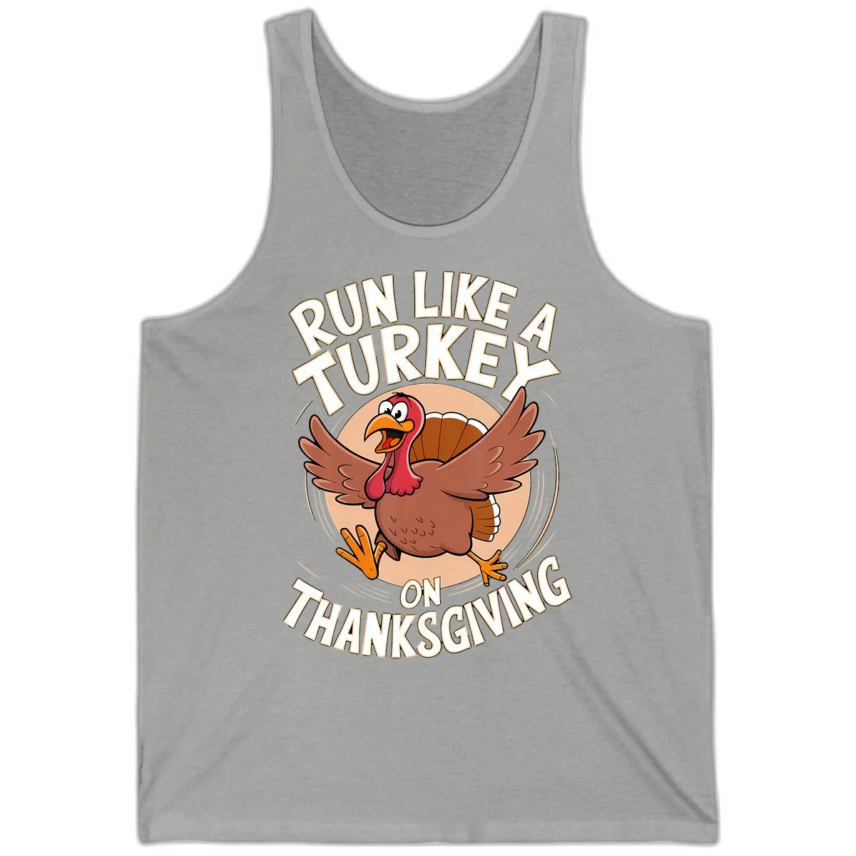 Run Like A Turkey On Thanksgiving Tank in Athletic Heather