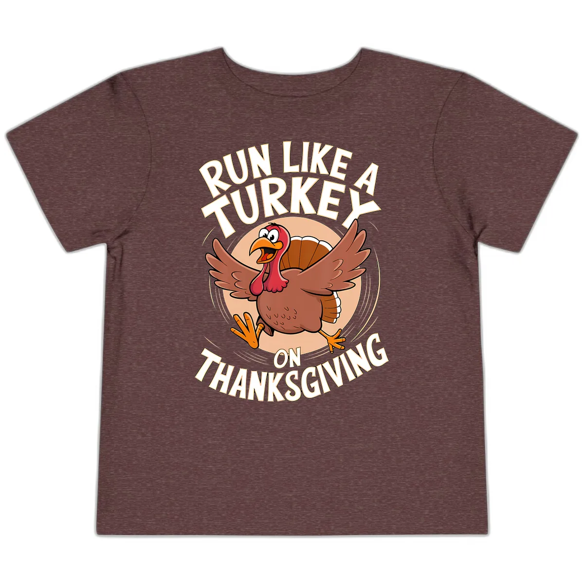 Run Like A Turkey On Thanksgiving Toddler T-Shirt in Heather Maroon