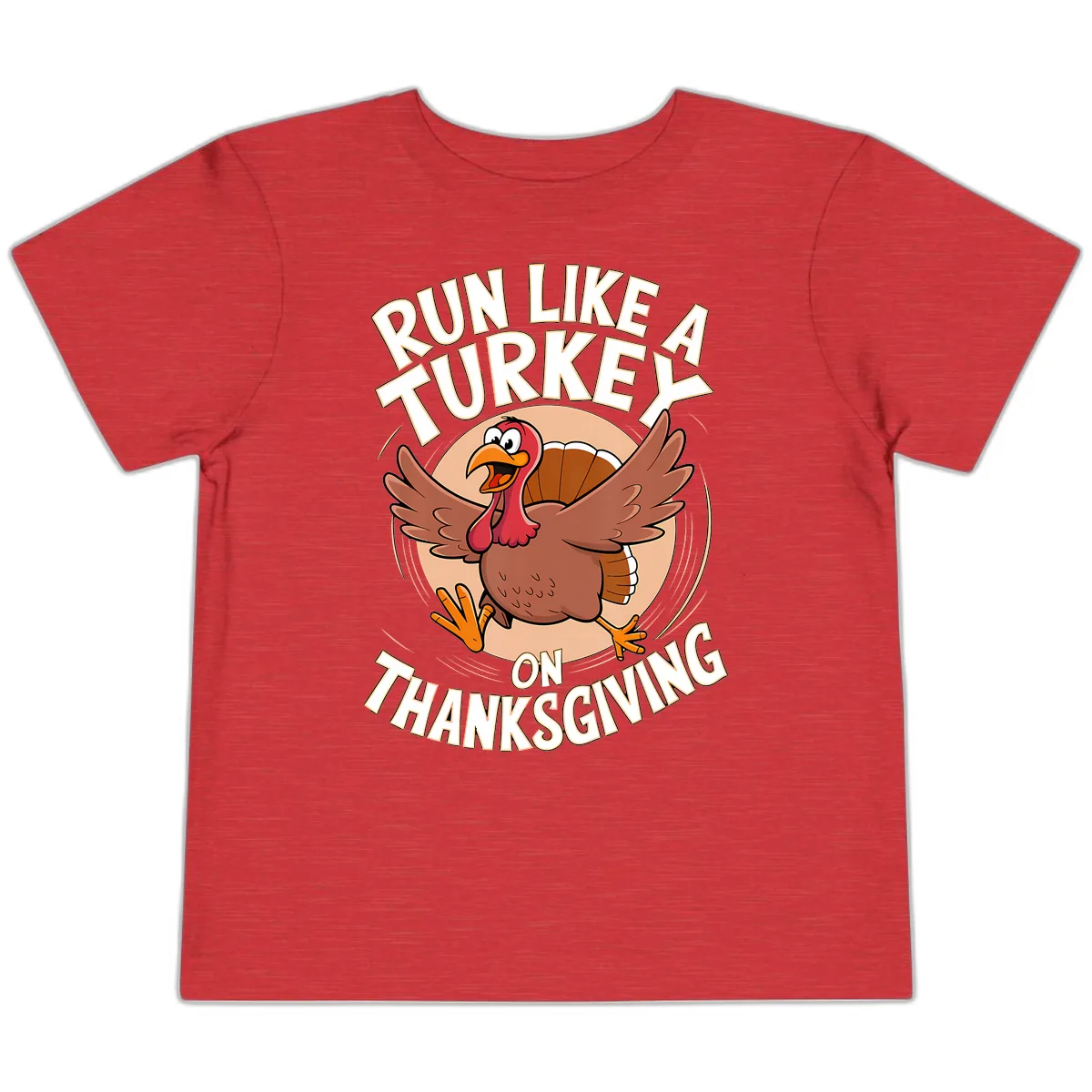 Run Like A Turkey On Thanksgiving Toddler T-Shirt in Heather Red