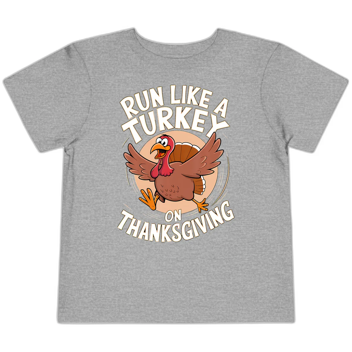 Run Like A Turkey On Thanksgiving Toddler T-Shirt in Athletic Heather